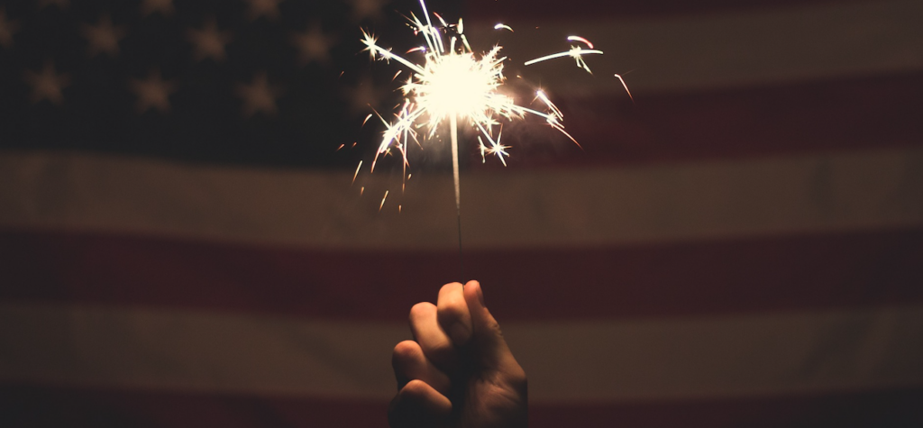 Sparkler with American flag