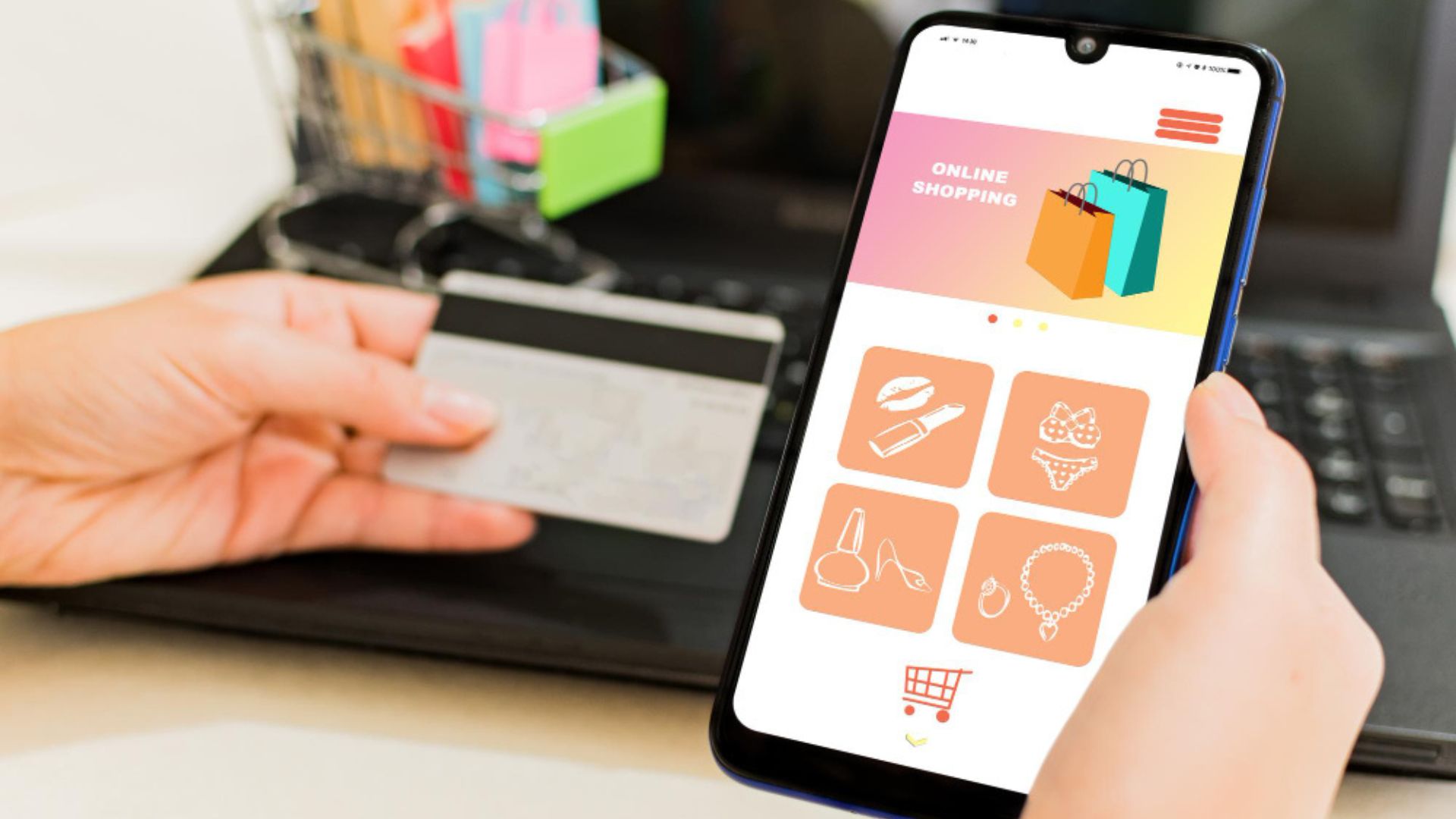 Person using phone and credit card