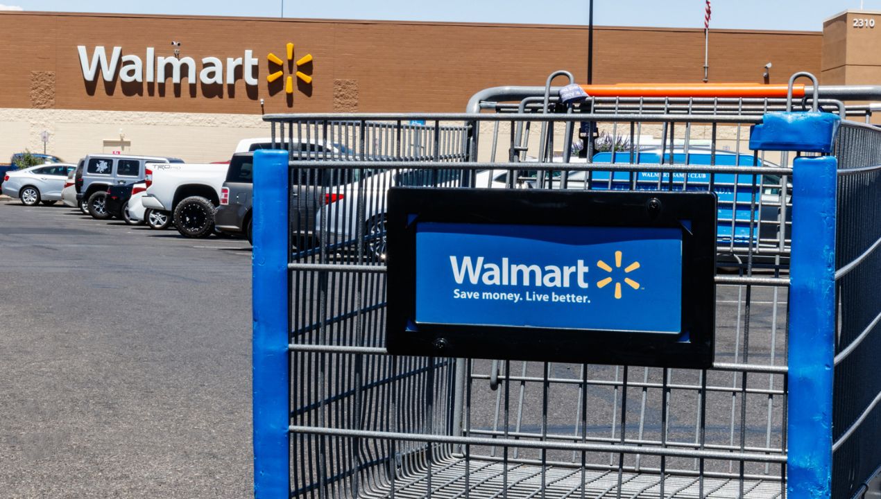 Walmart store and shopping cart