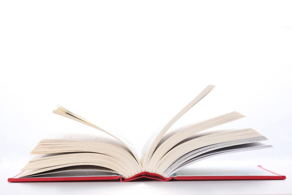 Book laying flat with pages open