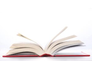 Book laying flat with pages open