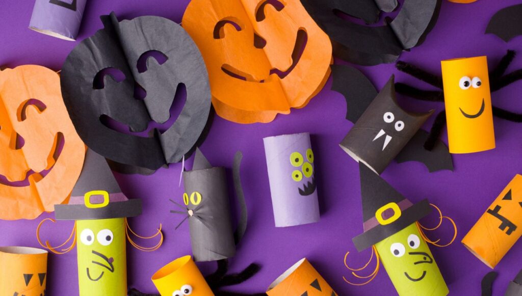 halloween crafts and googly eye wreath
