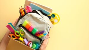 School backpack with supplies