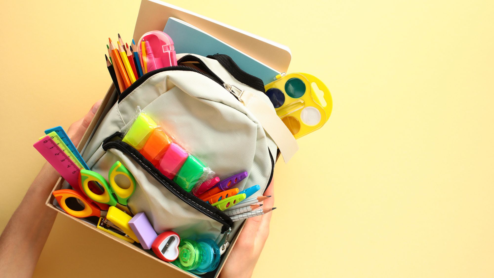 School backpack with supplies